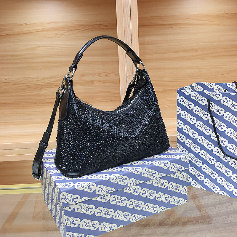 Women's French Entry Lux Portable Rhinestone High-grade Tote Bags