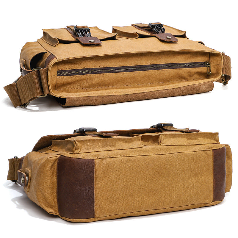 Men's Retro Oil Wax Canvas With First Men's Messenger Bags