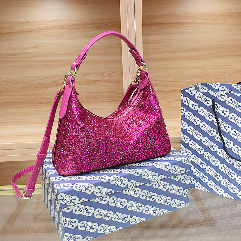 Women's French Entry Lux Portable Rhinestone High-grade Tote Bags