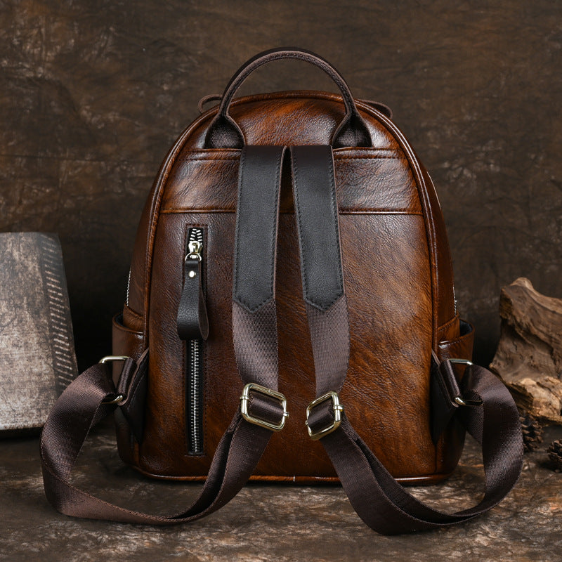 Women's Genuine Leather Retro Large Capacity Backpacks