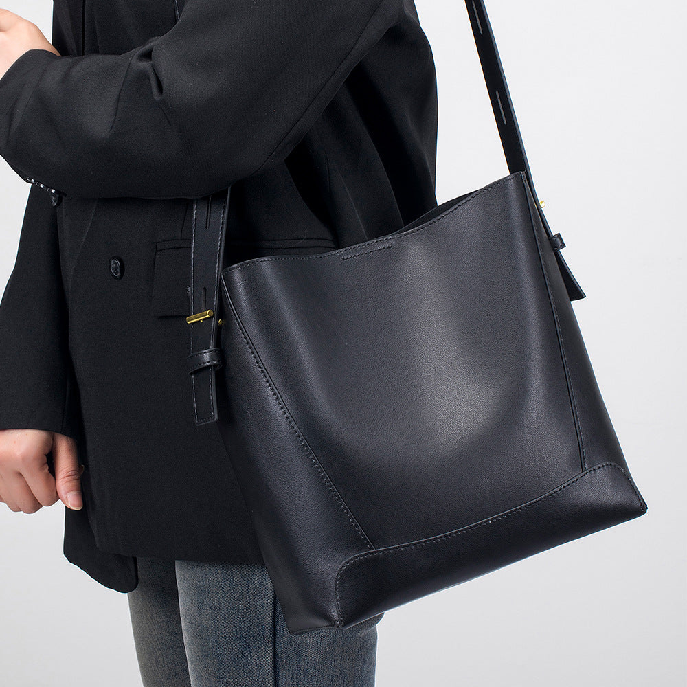 Women's Genuine Leather Niche High-grade Cowhide Exquisite Bucket Bags