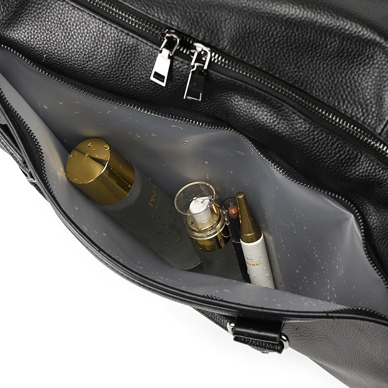 Men's Traveling Waterproof Lining Dry Wet Separation Cowhide With Travel Bags