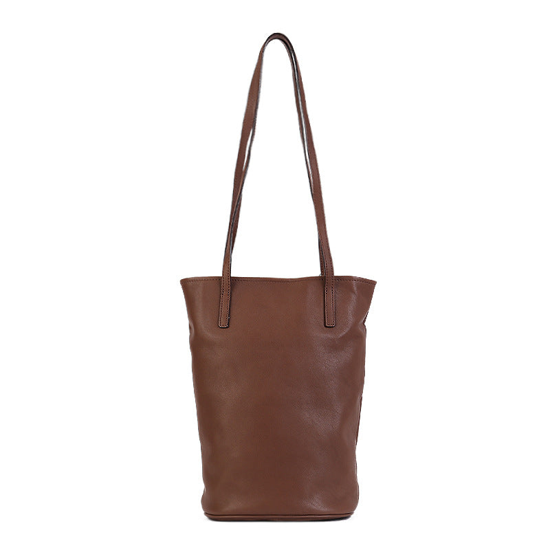 Women's High-grade Genuine Leather Retro Large Capacity Underarm Bucket Bags
