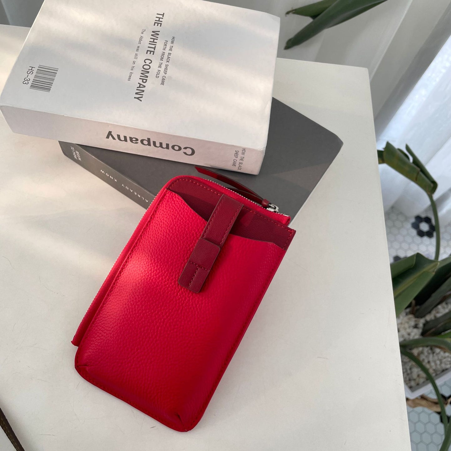 Women's Contrast Color Top Layer Leather Mini Lychee Pattern Phone Bags