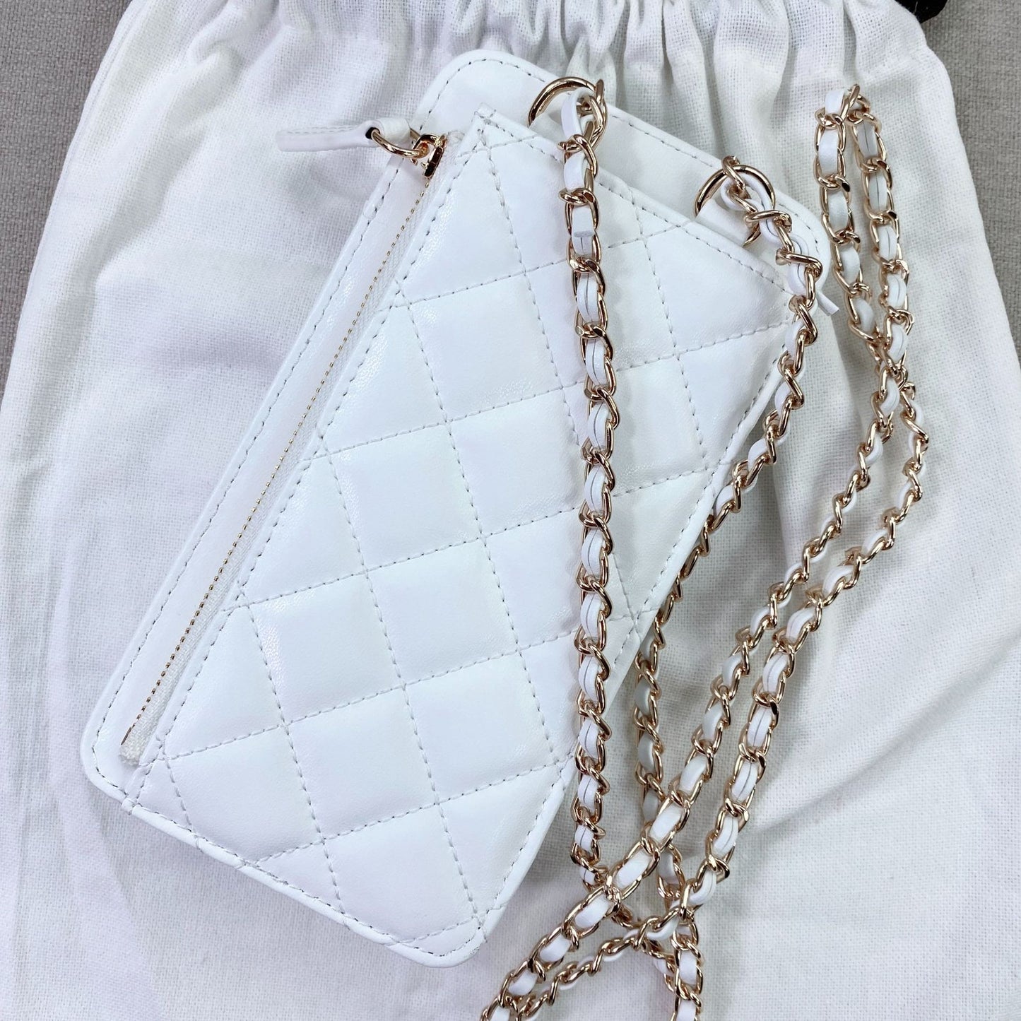 Genuine Leather Classic Style Rhombus Chain Phone Bags