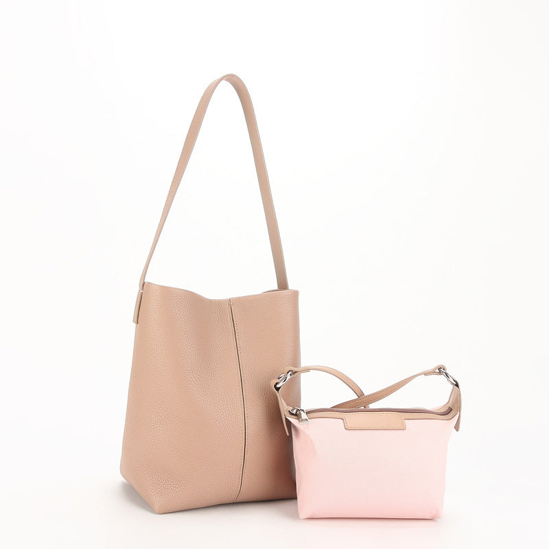 Women's Capacity Leather Simple First Layer Cowhide Shoulder Bags