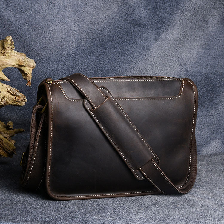 Men's Crazy Horse Leather Handmade Genuine Cattle Men's Shoulder Bags