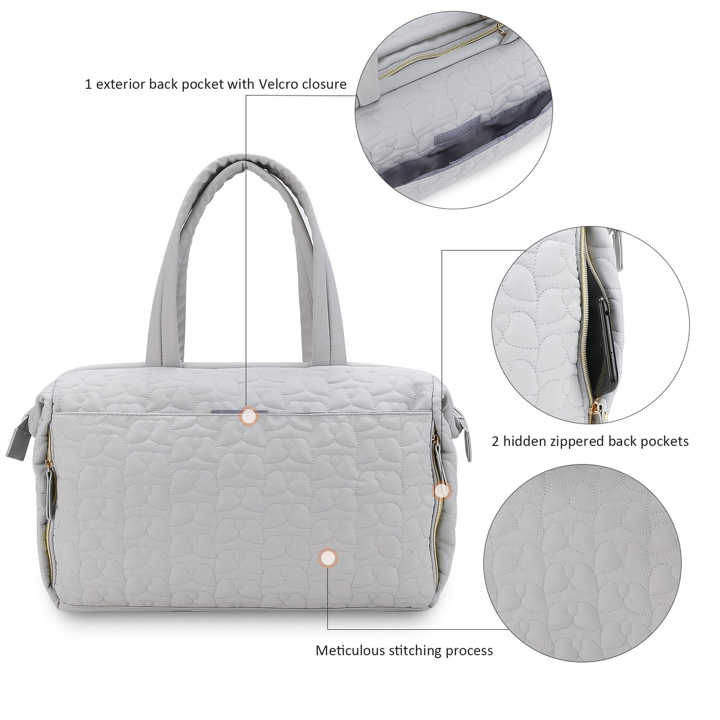 Mummy Quilted Embroidery Pattern Large Capacity Bags