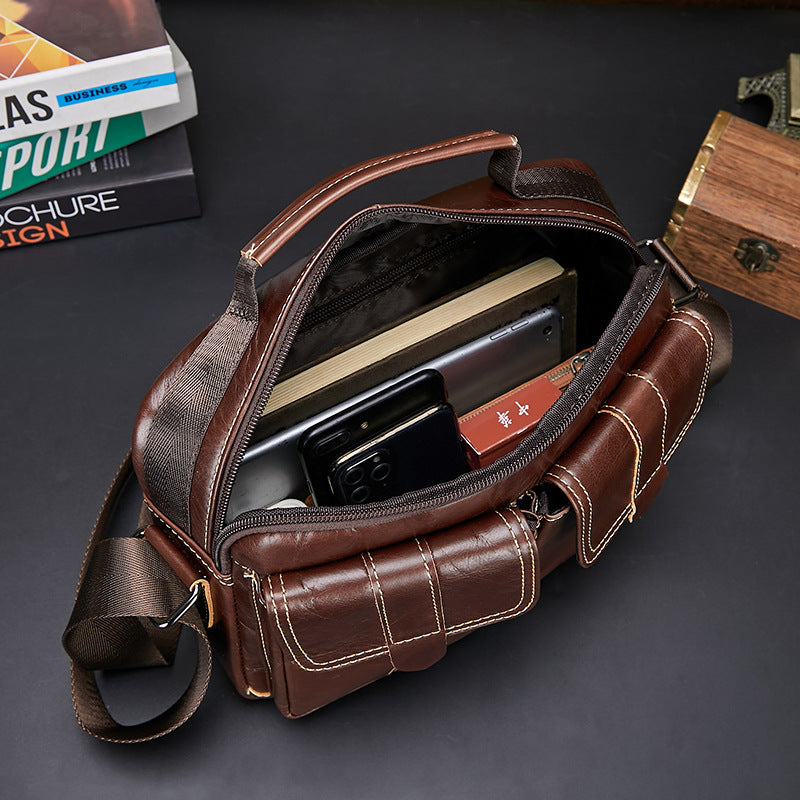 Men's Hot First Layer Cowhide Business Men's Messenger Bags