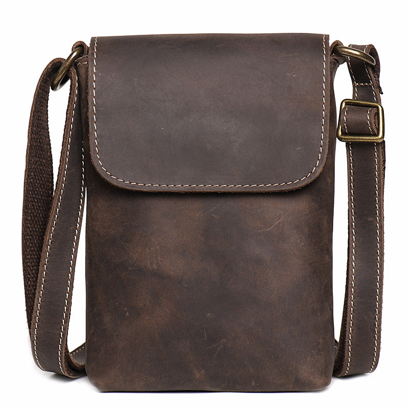 Men's Genuine Leather Crazy Horse Simple Cowhide Men's Shoulder Bags