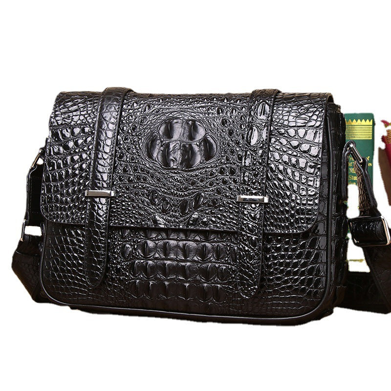 Men's Simple Cambridge Genuine Leather Crocodile Pattern Men's Messenger Bags