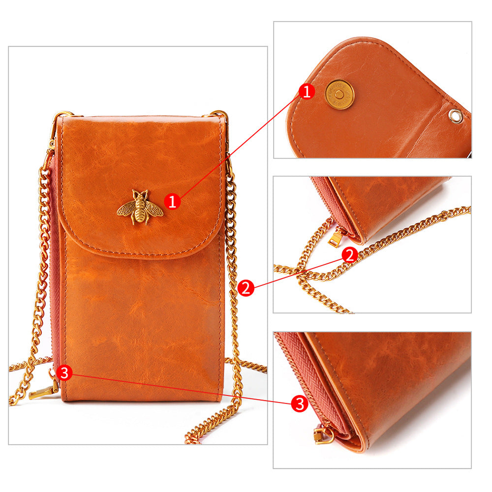 Women's Leather Chain Fashion First Layer Portable Phone Bags
