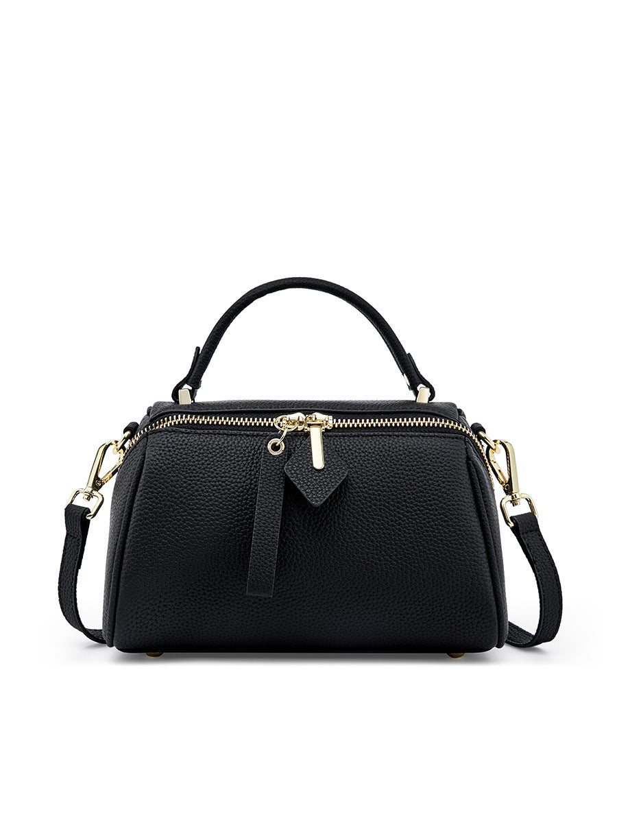 Women's First Layer Cowhide Boston Retro Simple Crossbody Bags