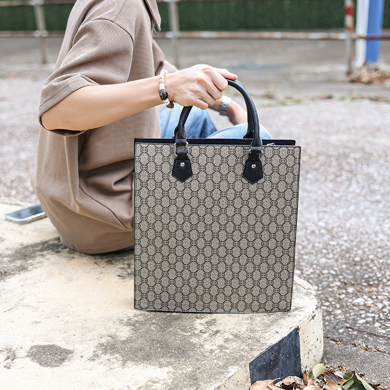 Popular Fashion Business Vertical Zipper Unisex Men's Handbags