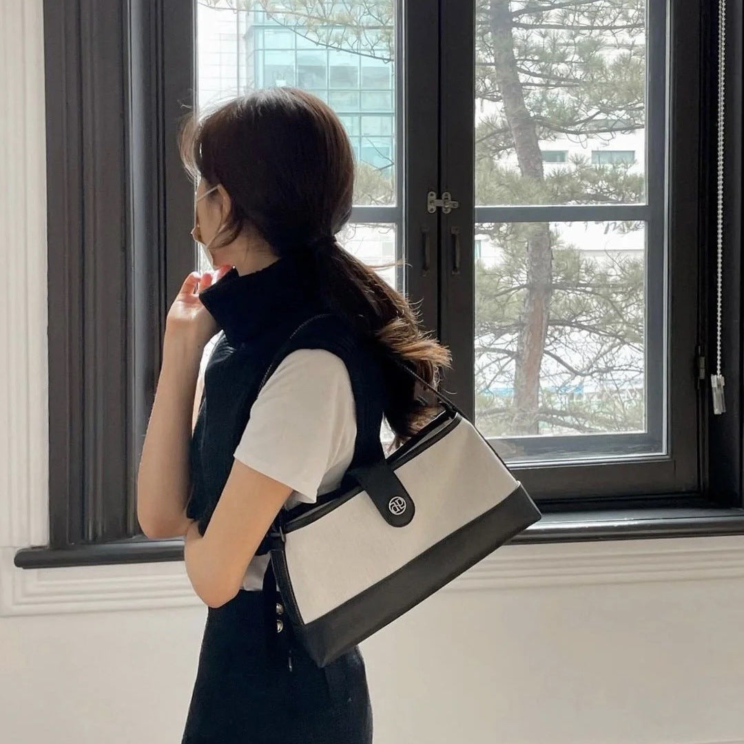 Color Contrast Patchwork Canvas Car Portable Crossbody Bags