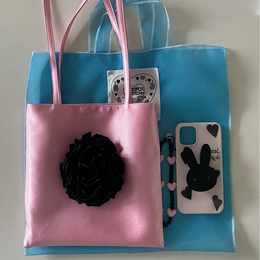 Style Niche Rose Flower Summer Satin Shoulder Bags