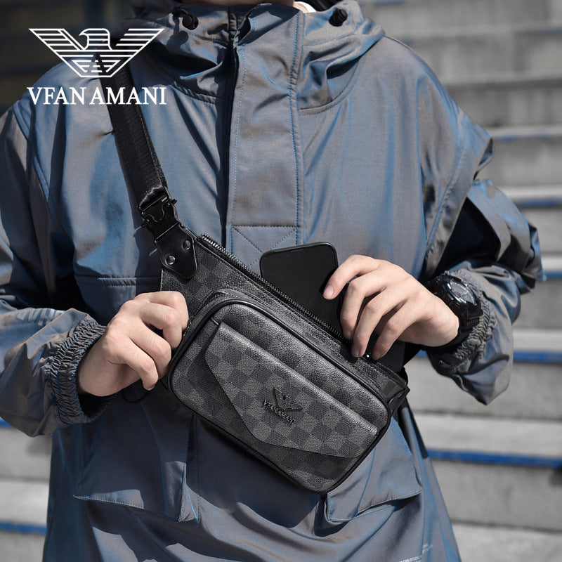 Men's Luxury Authentic Leather Tactile Feel Fashion Men's Chest Bags