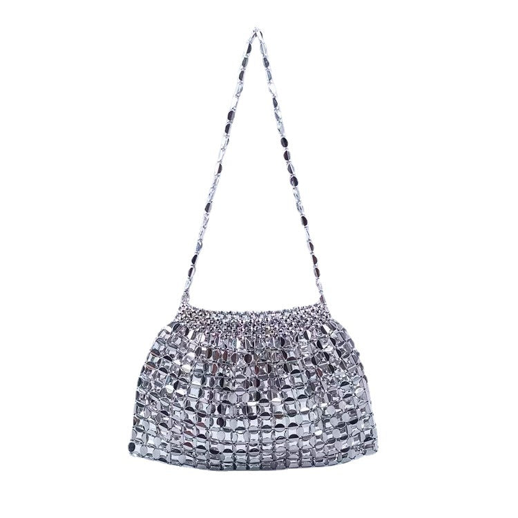 Women's Woven Sier Gold Flat Beads Beaded Armpit Bags