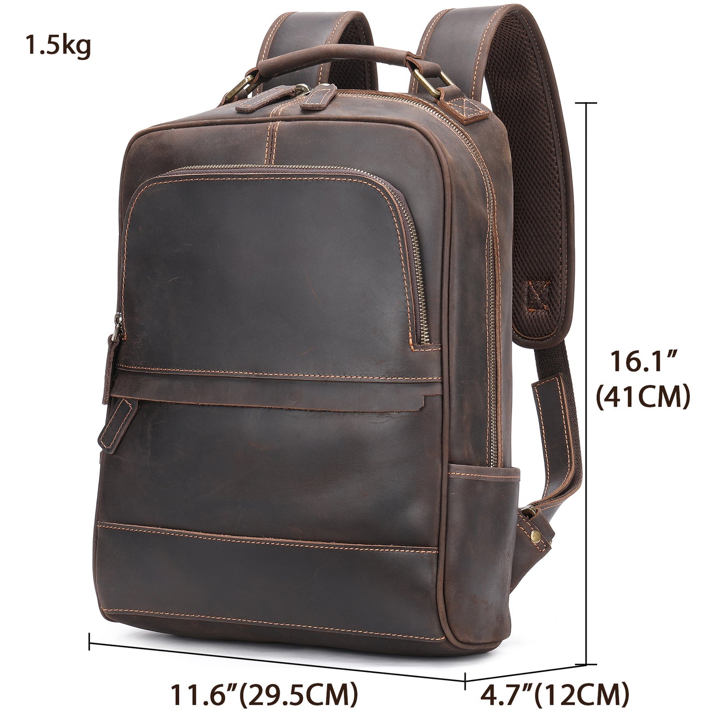 Men's Crazy Horse Leather Cowhide Simple Fashion Backpacks