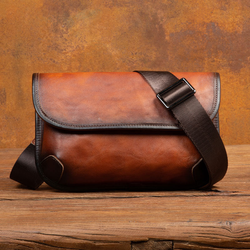 Men's Leather Envelope Retro First Layer Cowhide Shoulder Bags