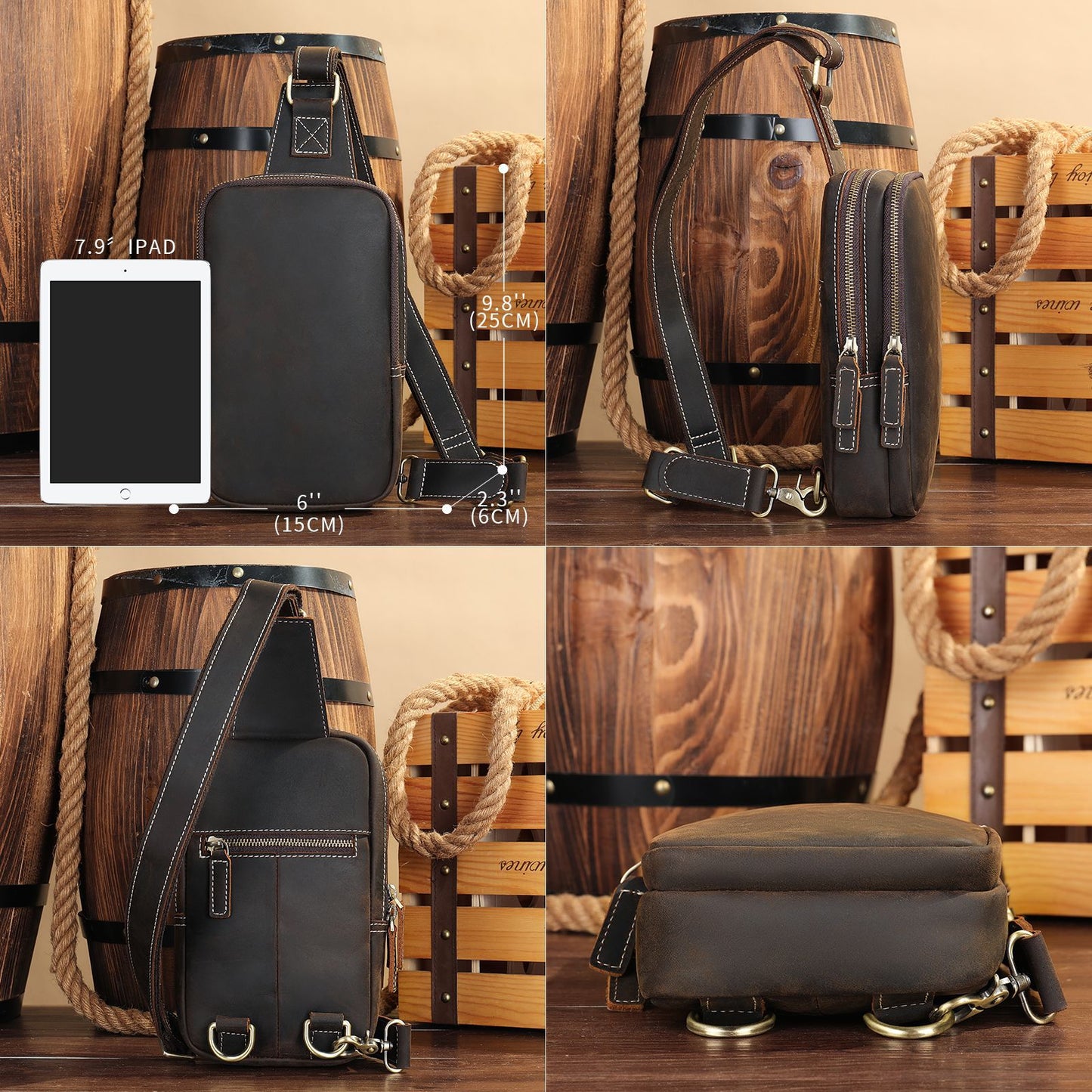 Men's Extra Light Luxury Retro First Layer Cowhide Men's Chest Bags