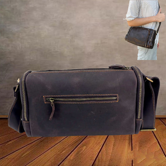 Men's Vintage Genuine Leather Versatile Portable Crazy Men's Messenger Bags
