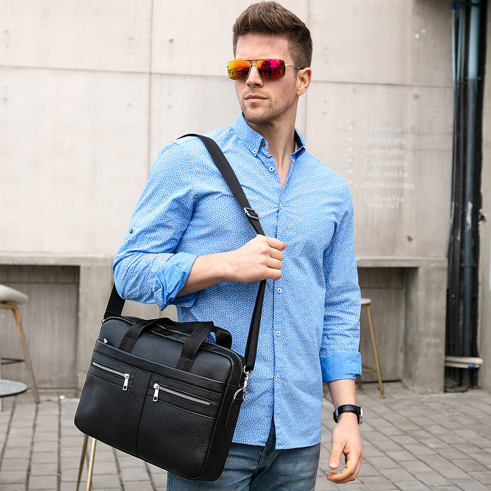 Men's Glamorous Business Leather Computer Portfolio Men's Briefcases