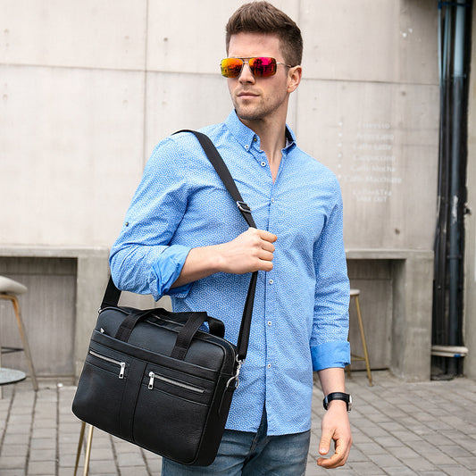 Men's Glamorous Business Leather Computer Portfolio Men's Briefcases
