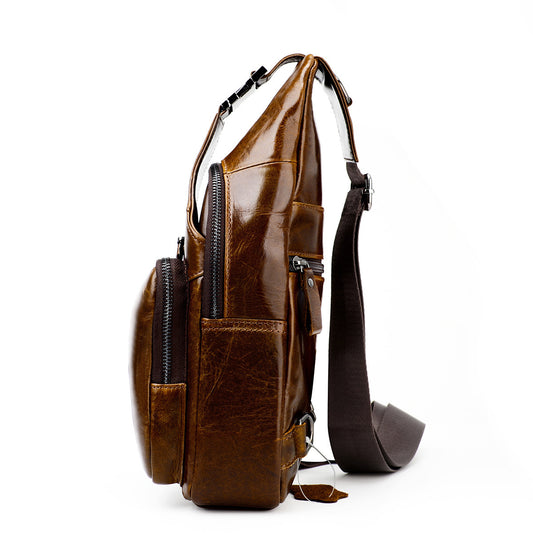 Men's Fashion Leather Leisure Front Large Capacity Men's Messenger Bags