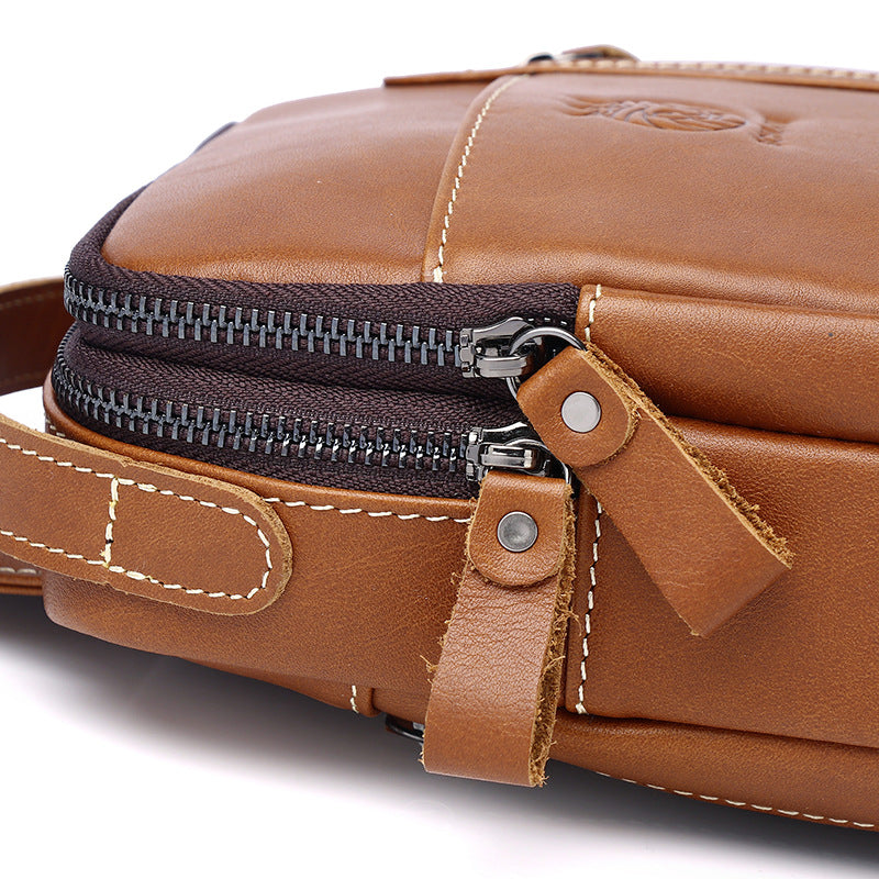 Men's First Layer Cowhide Genuine Leather One Men's Chest Bags