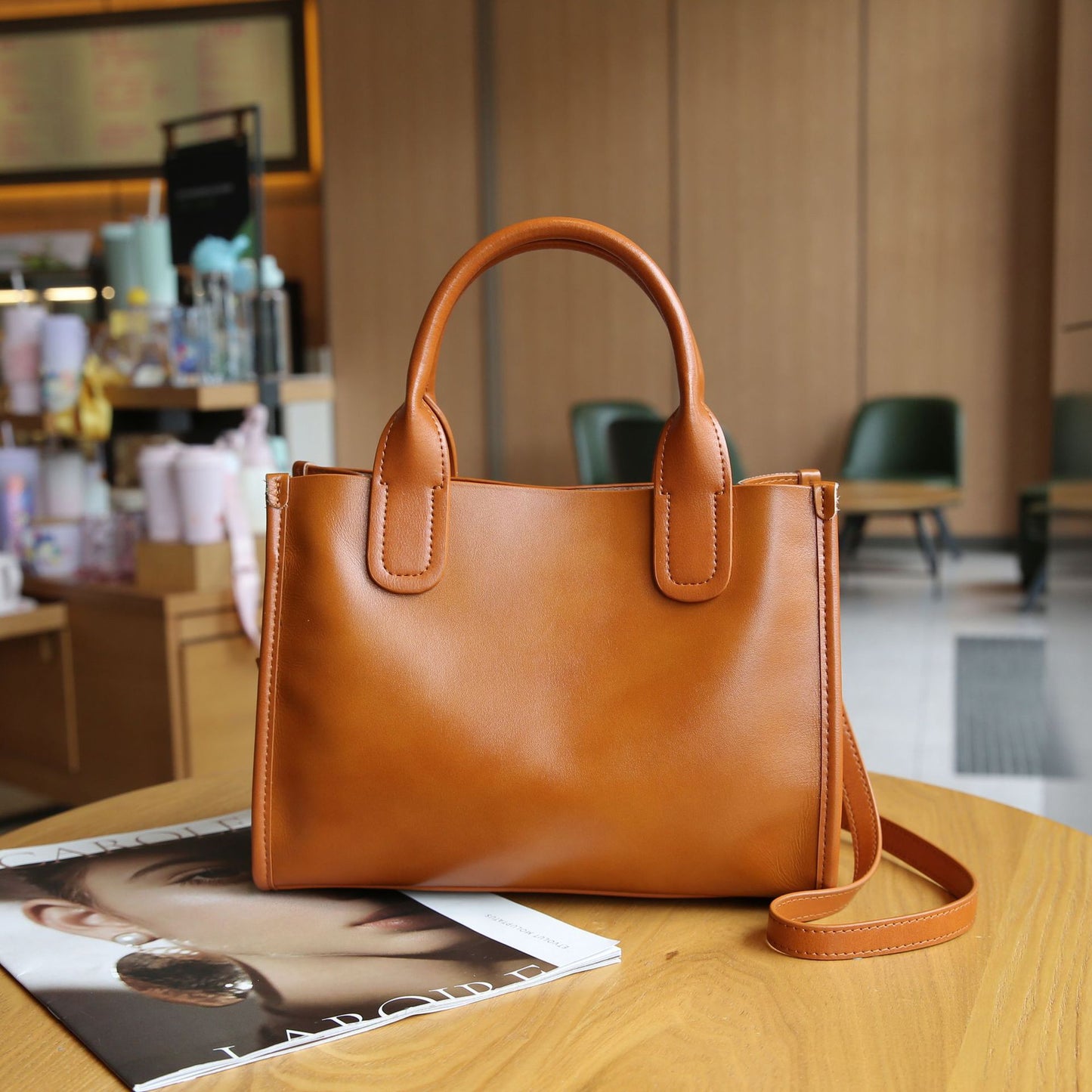 Women's Vegetable Tanned Leather Cow Portable Lady's Shoulder Bags