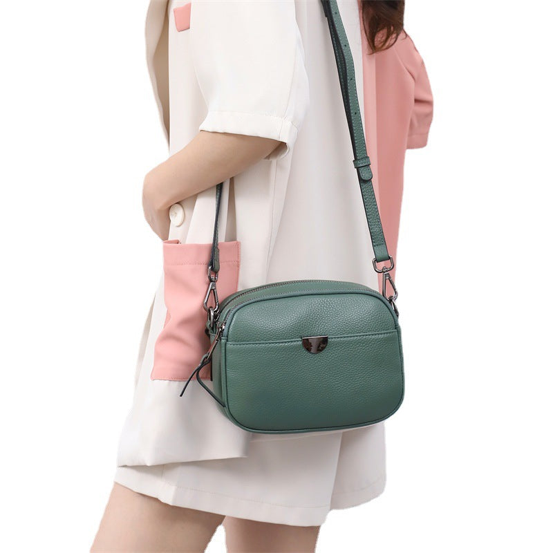 Women's Layer Cowhide Leisure Practical Simple Soft Crossbody Bags
