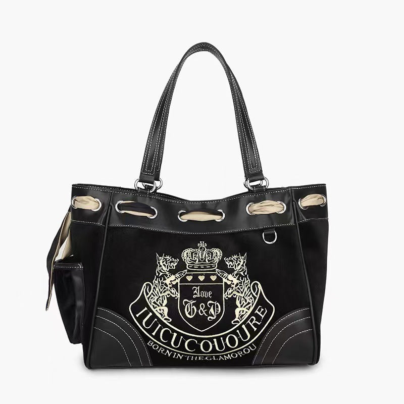 Letter Embroidered Large Capacity American Vintage Shoulder Bags