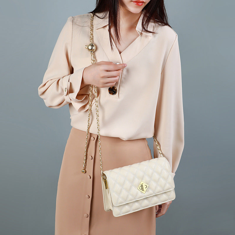 Women's Design Genuine Leather Fashion Chain Golden Crossbody Bags