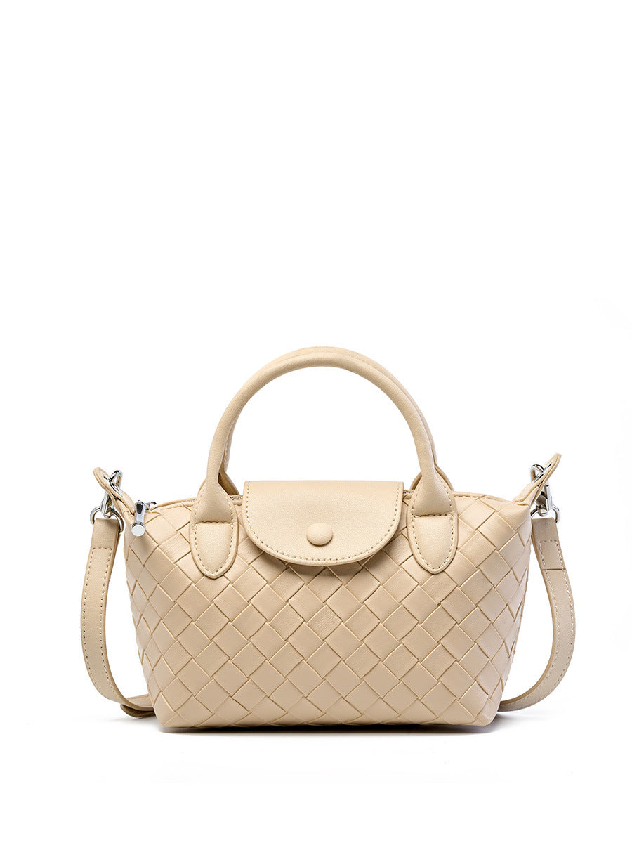 Women's Cowhide Woven Design Dumpling Leather Crossbody Bags