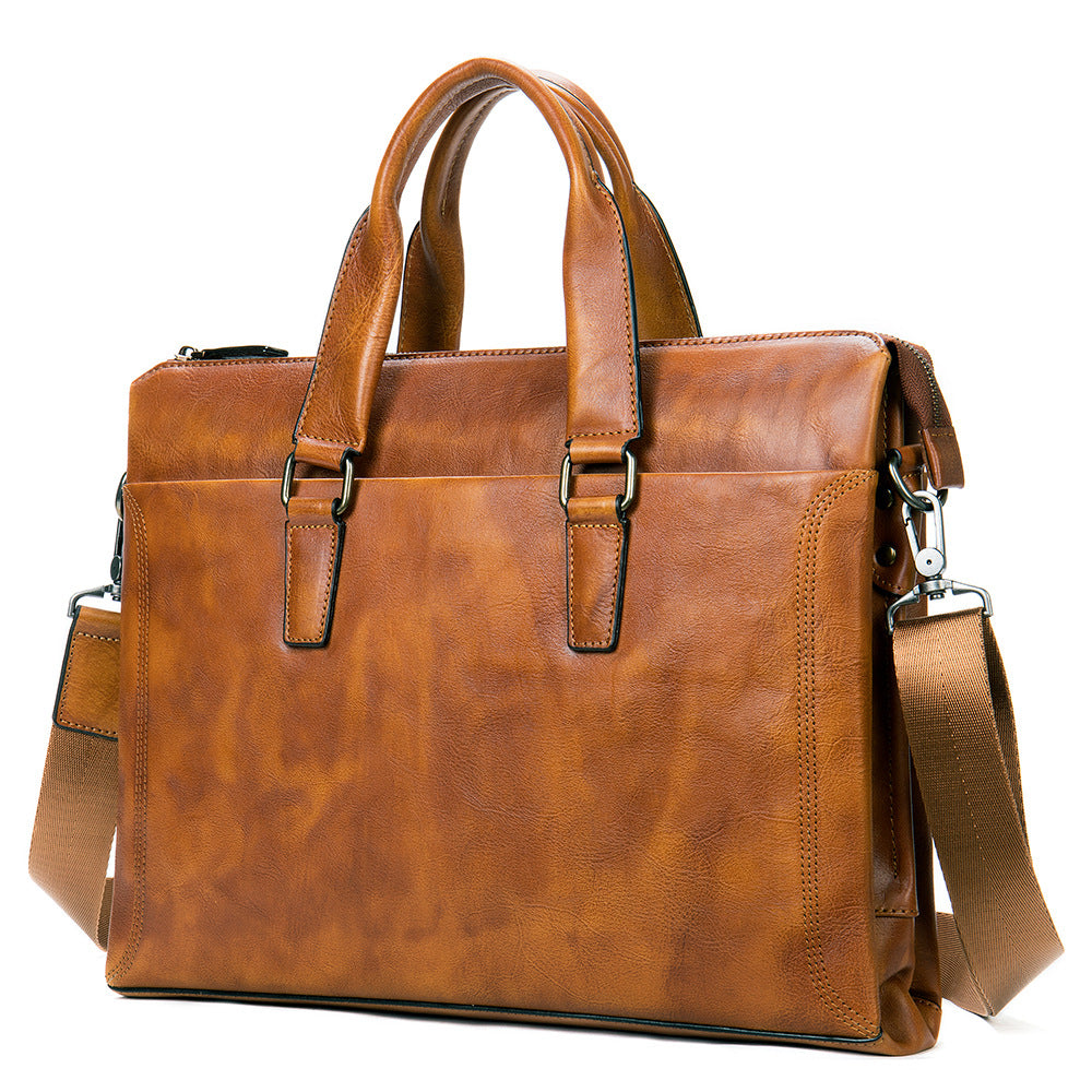 Men's Leather Business First Layer Cowhide Portable Men's Briefcases