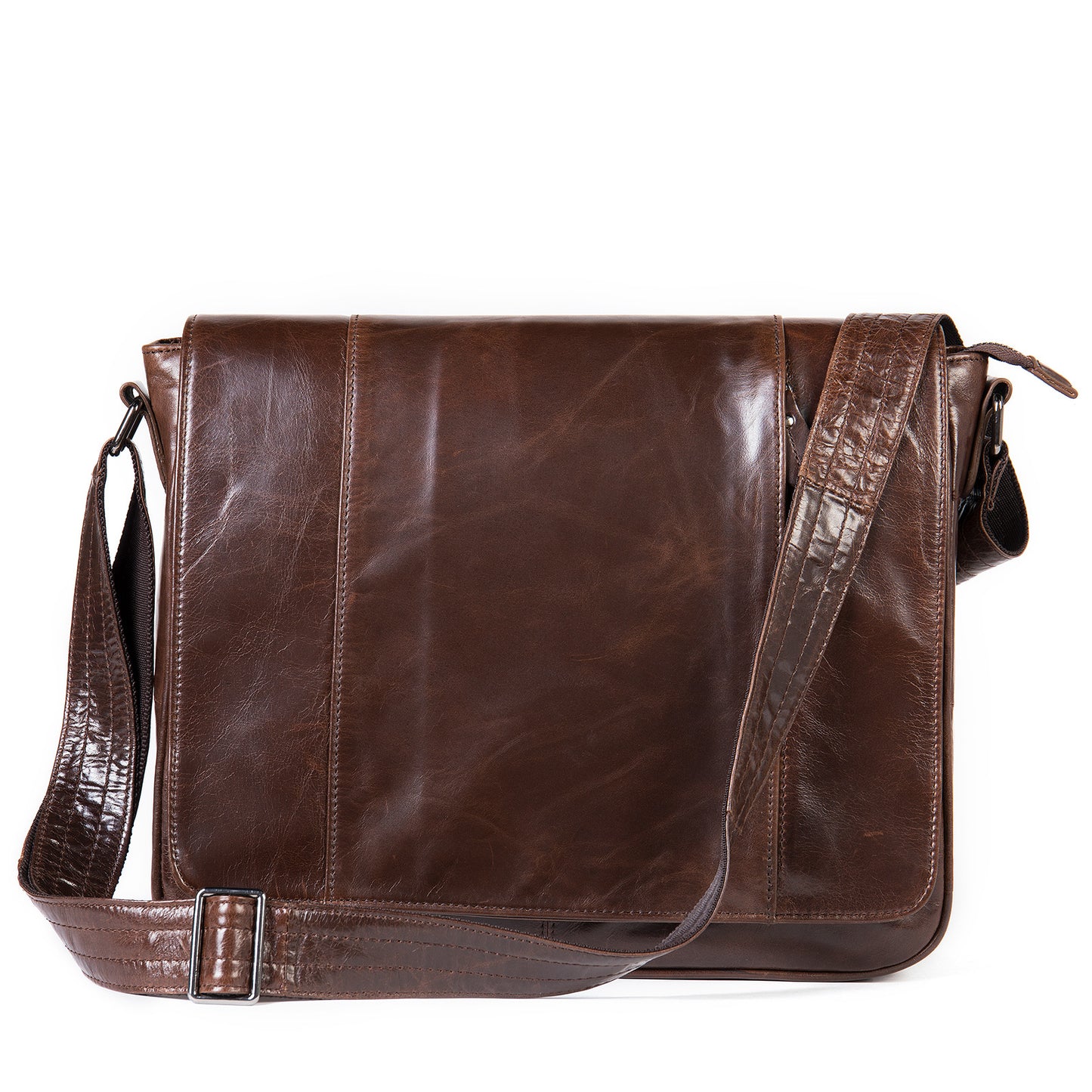 Cattle Leather Oil Wax Computer Business Men's Shoulder Bags