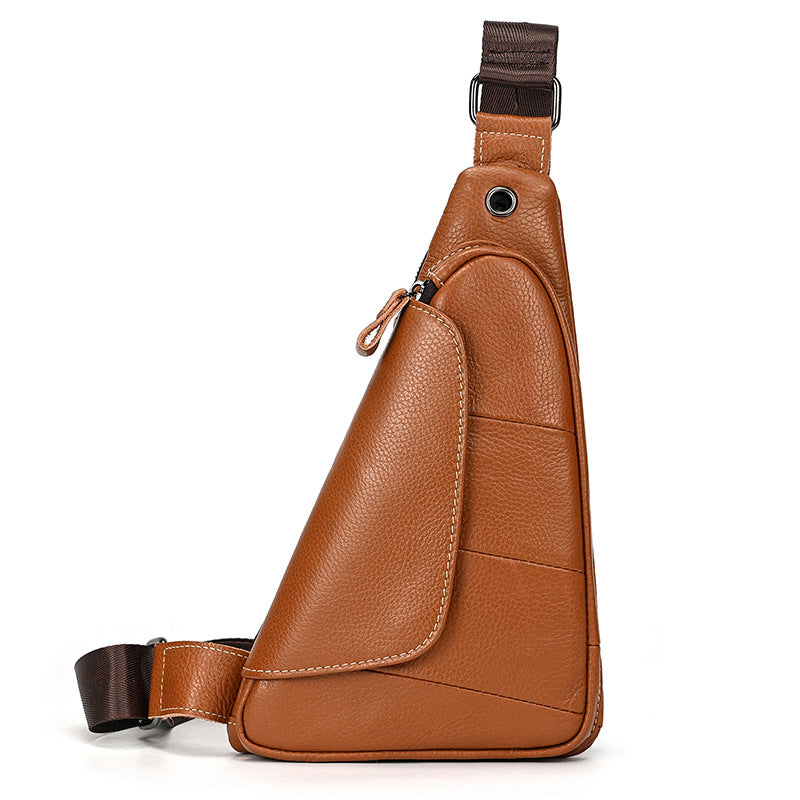 Men's Creative Fashion Leather First Layer Cowhide Men's Chest Bags