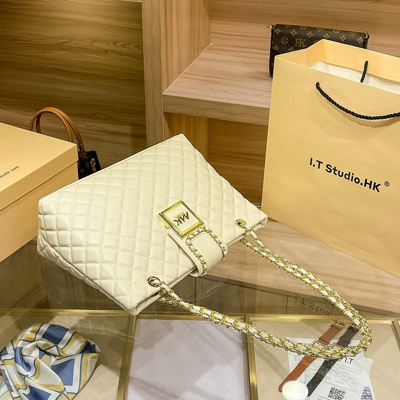Women's Genuine Leather Rhombus Chain Large Capacity Crossbody Bags