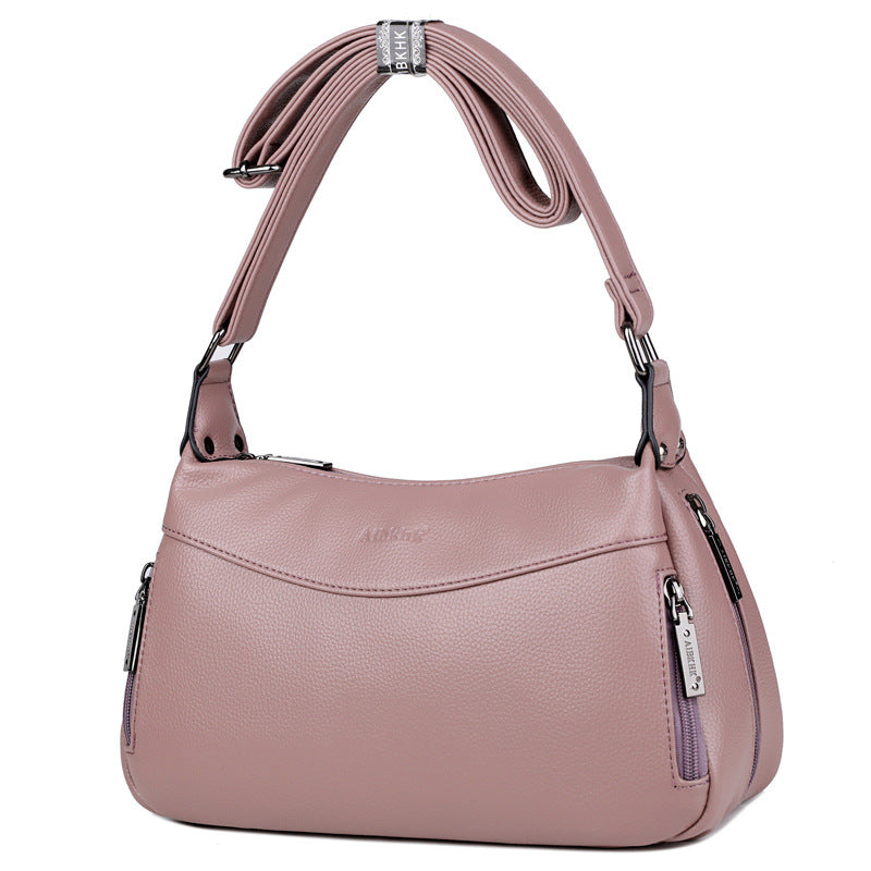 Women's Simple Elegant Mother Large Capacity Soft Leather Crossbody Bags