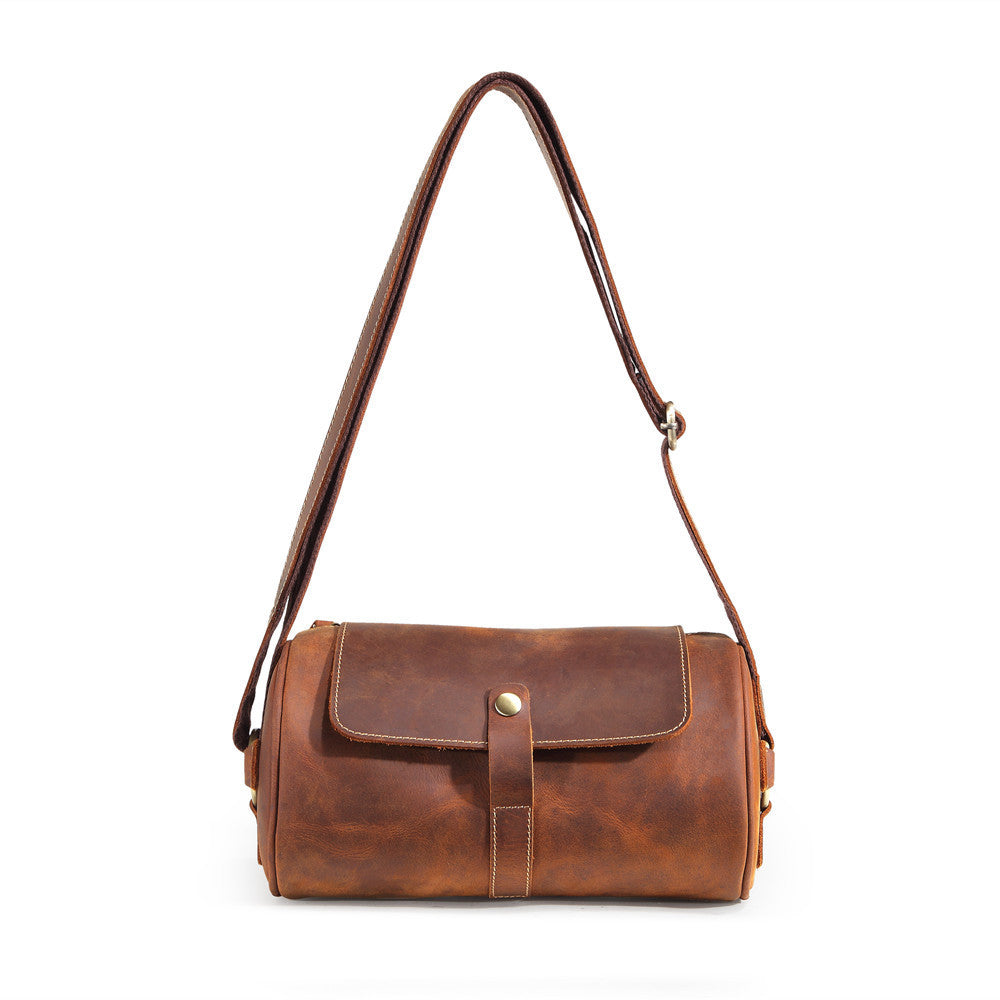 Men's Leather Vintage Genuine Cylinder First Layer Men's Messenger Bags