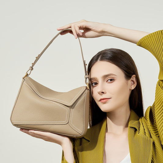Women's Leather Geometry Pillow Commute First Layer Tote Bags
