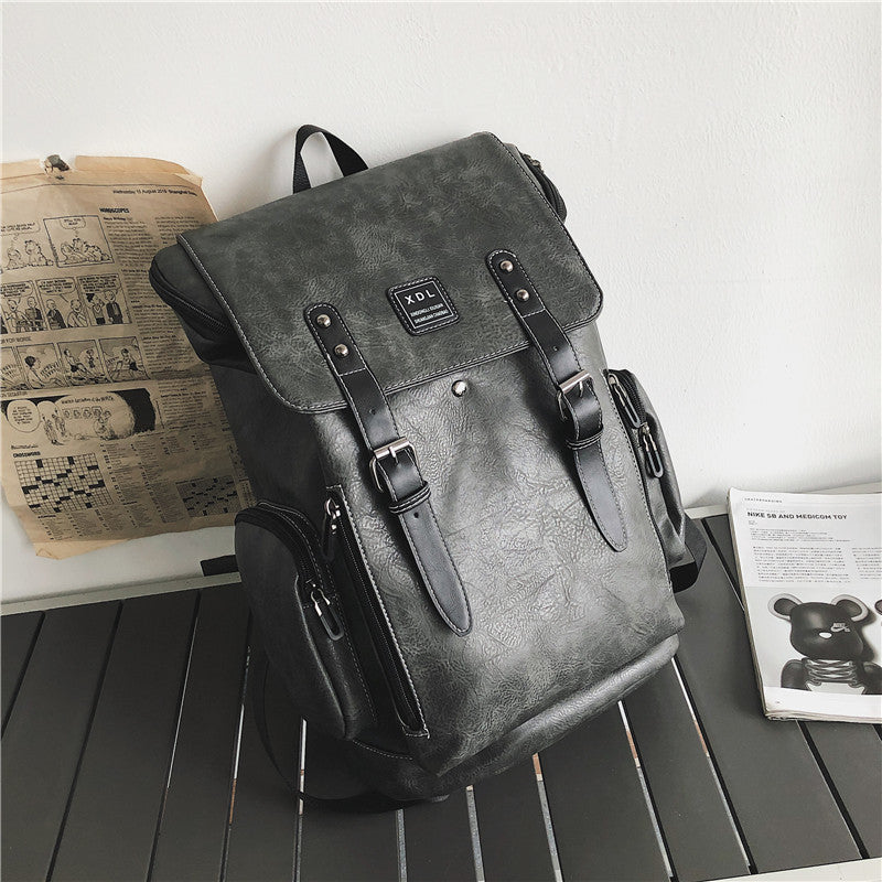 Men's Retro College Boys Campus Soft Leather Backpacks