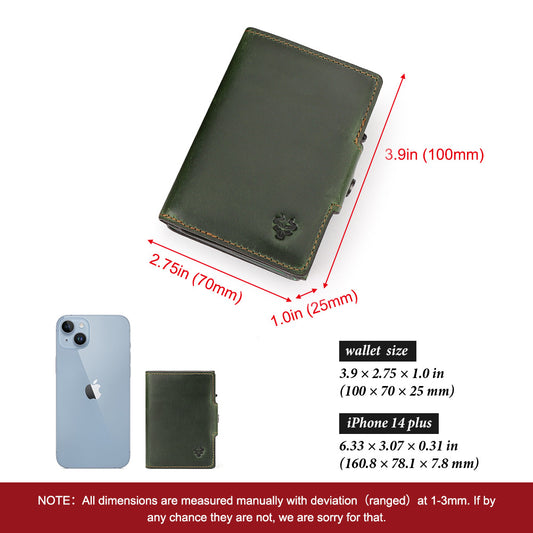 Oil Wax Crazy Horse Leather Pocket Automatic Card Holder