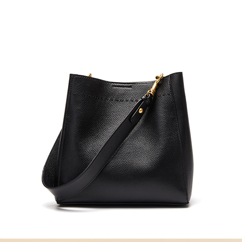 Women's Creative Fashionable Retro Genuine Leather Bucket Bags