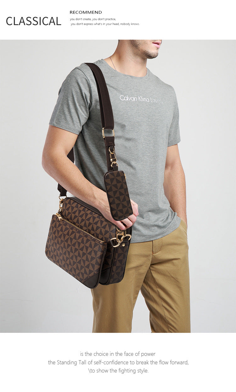 Men's Fashion Three-piece Set Mahjong Presbyopic Men's Shoulder Bags
