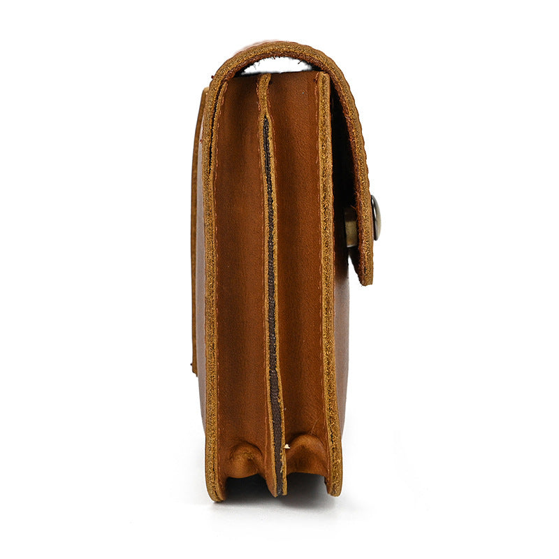 Crazy Horse Leather Cowhide Outing Mobile Men's Waist Packs