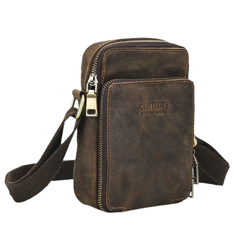 Men's Angel Retro Crazy Horse Milled Cowhide Men's Shoulder Bags