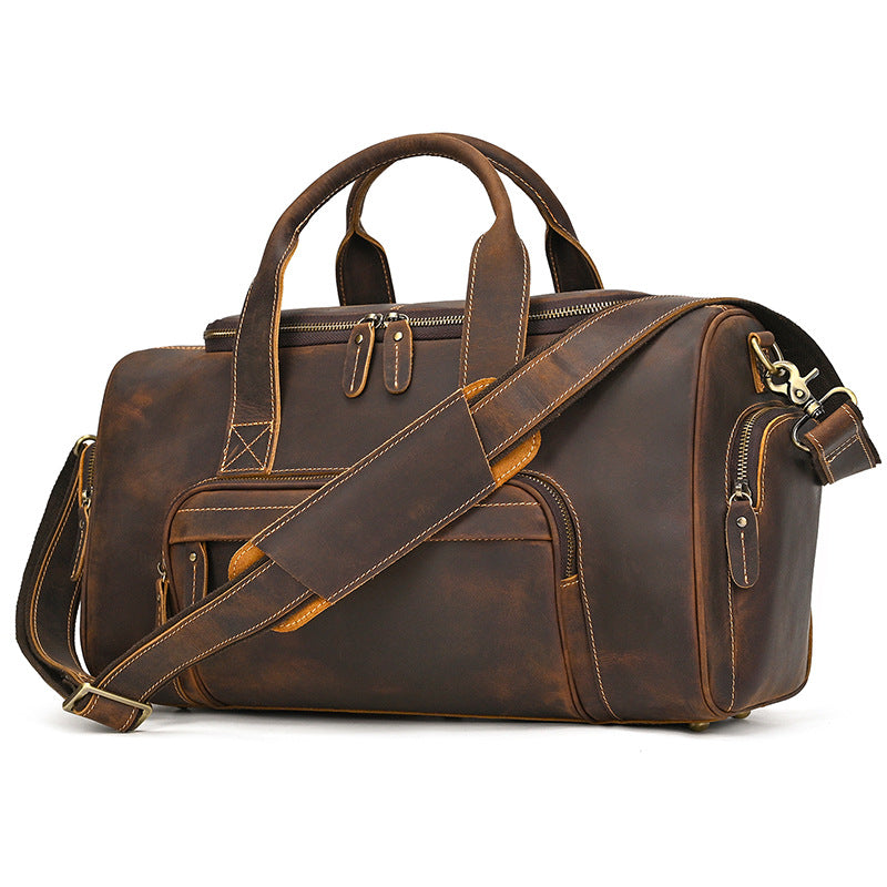 Men's Retro Crazy Horse Leather Cowhide Business Travel Bags