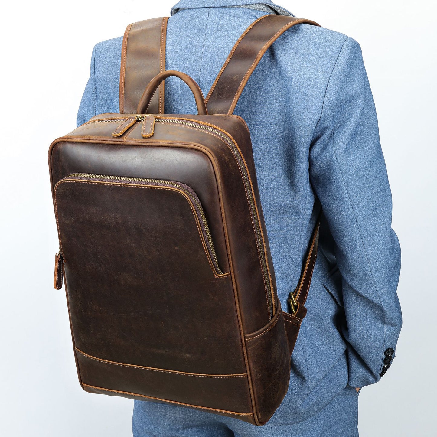 Men's Horse Leather First Layer Cowhide Retro Backpacks